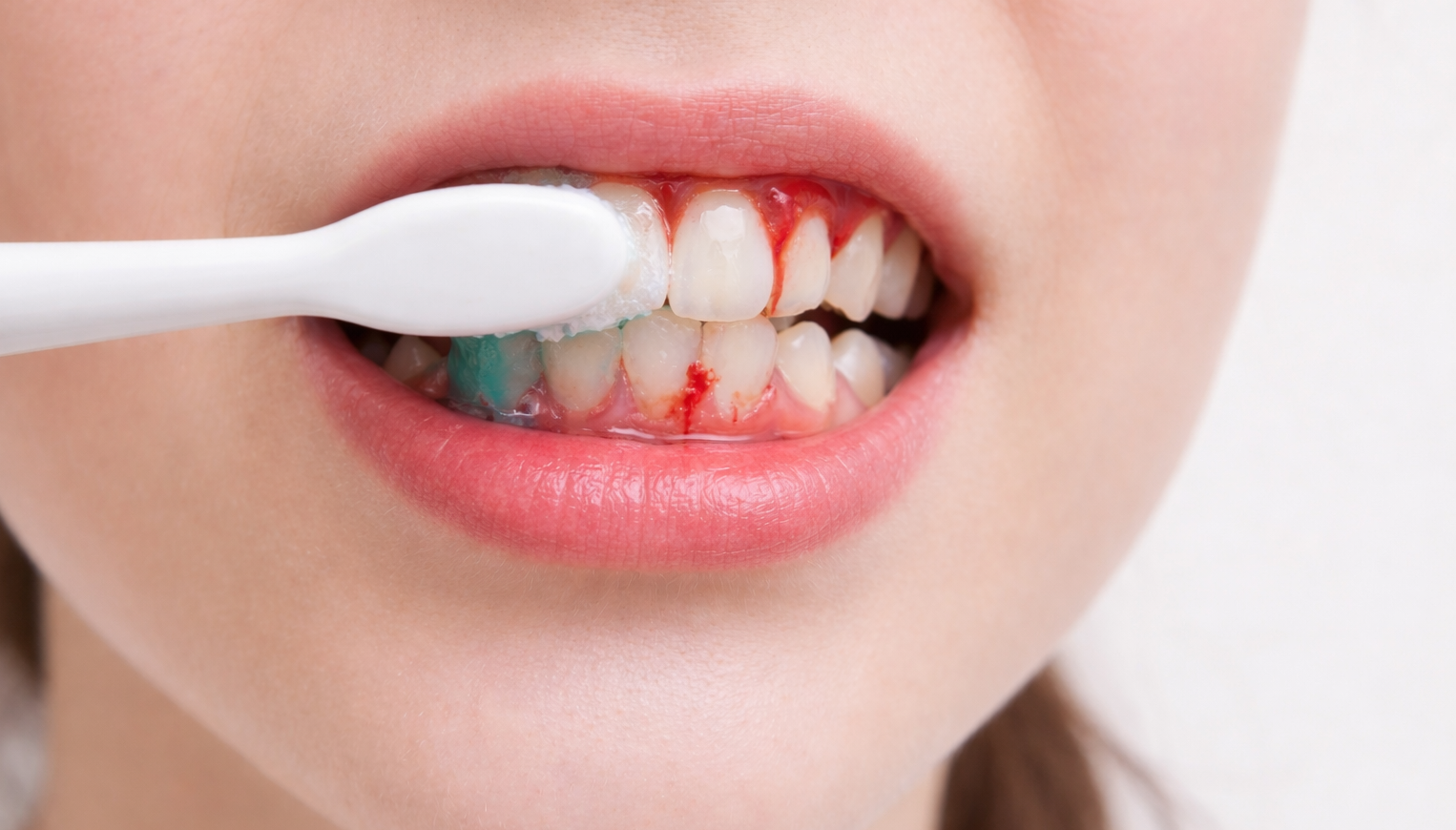 歯磨き中に歯ぐきから血が出るイメージ